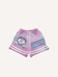 Shorts mit Kordelzug, Eyeball-, Feuer- und Buchstaben-Print