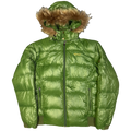 Endgrößen: Steppjacke mit Fellkapuze in Grün