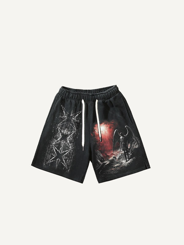 Short met trekkoord in de taille, met figuur-, vleugel- en grafische print