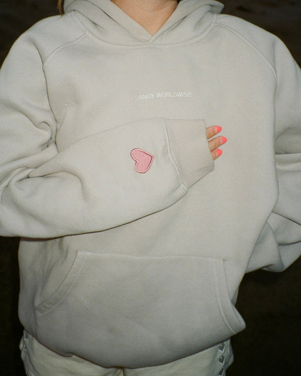 "Let's Go on a Drive" oversized Lux-hoodie in lichtgrijs