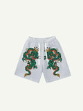 Shorts mit Drachenmuster und Kordelzug
