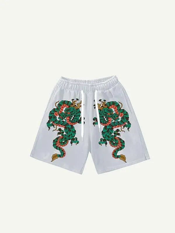 Shorts mit Drachenmuster und Kordelzug