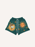 Shorts à taille cordon avec imprimé soleil et étoile