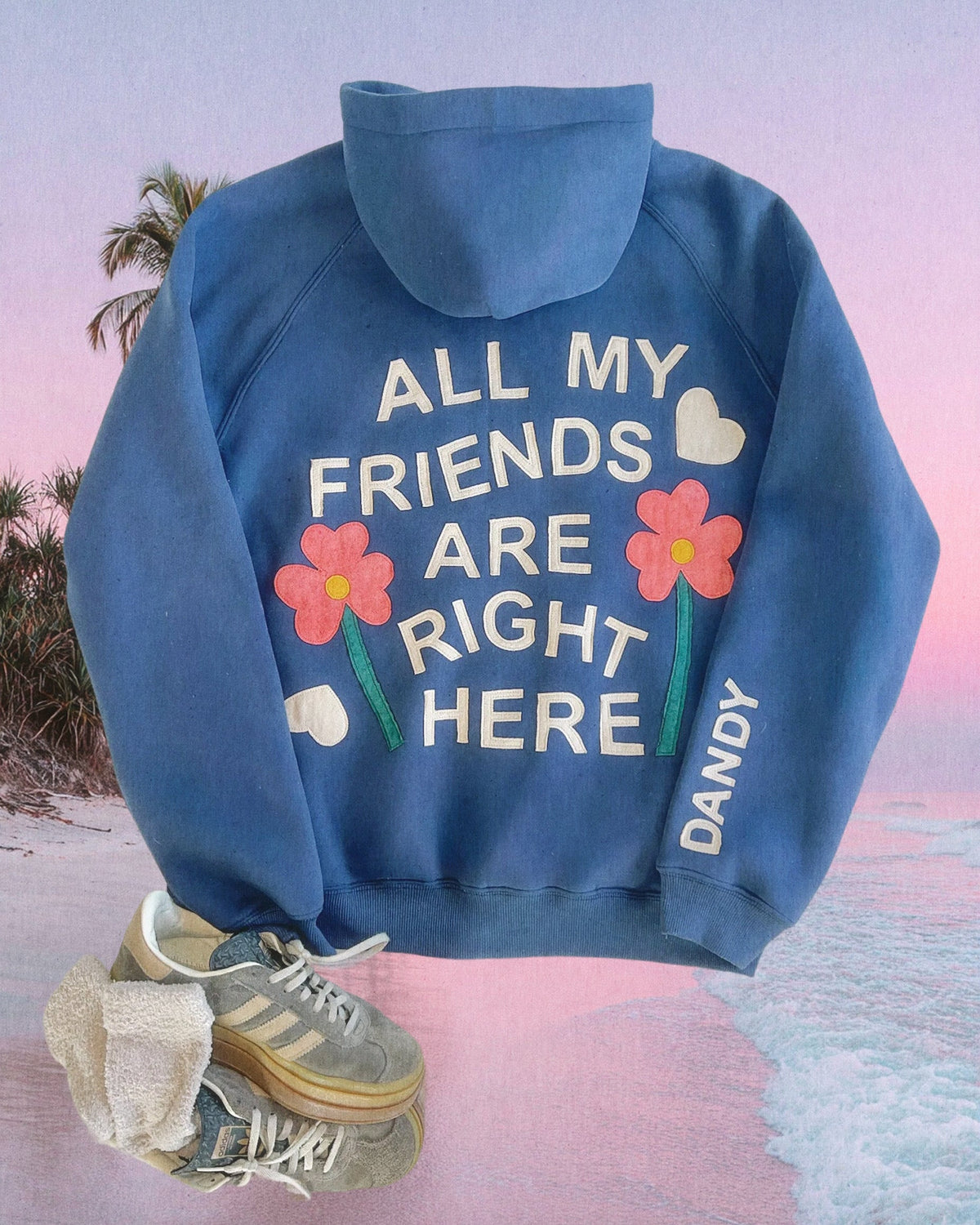"All my Friends" Oversized Lux Hoodie in Blue