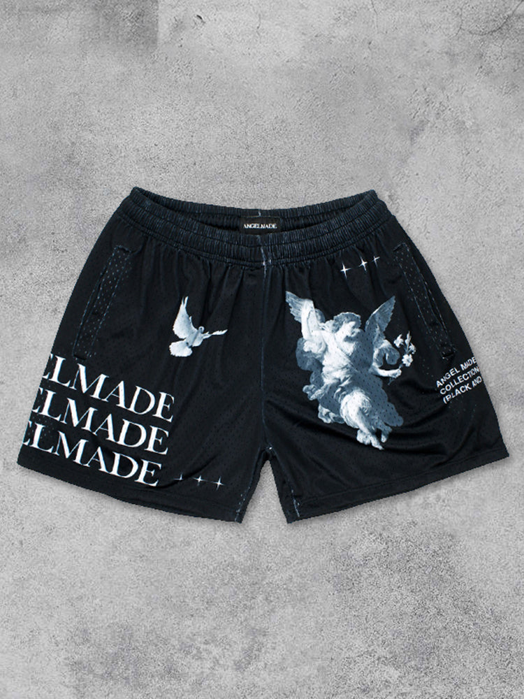 Angel Made Peace Dove Mesh Street Shorts