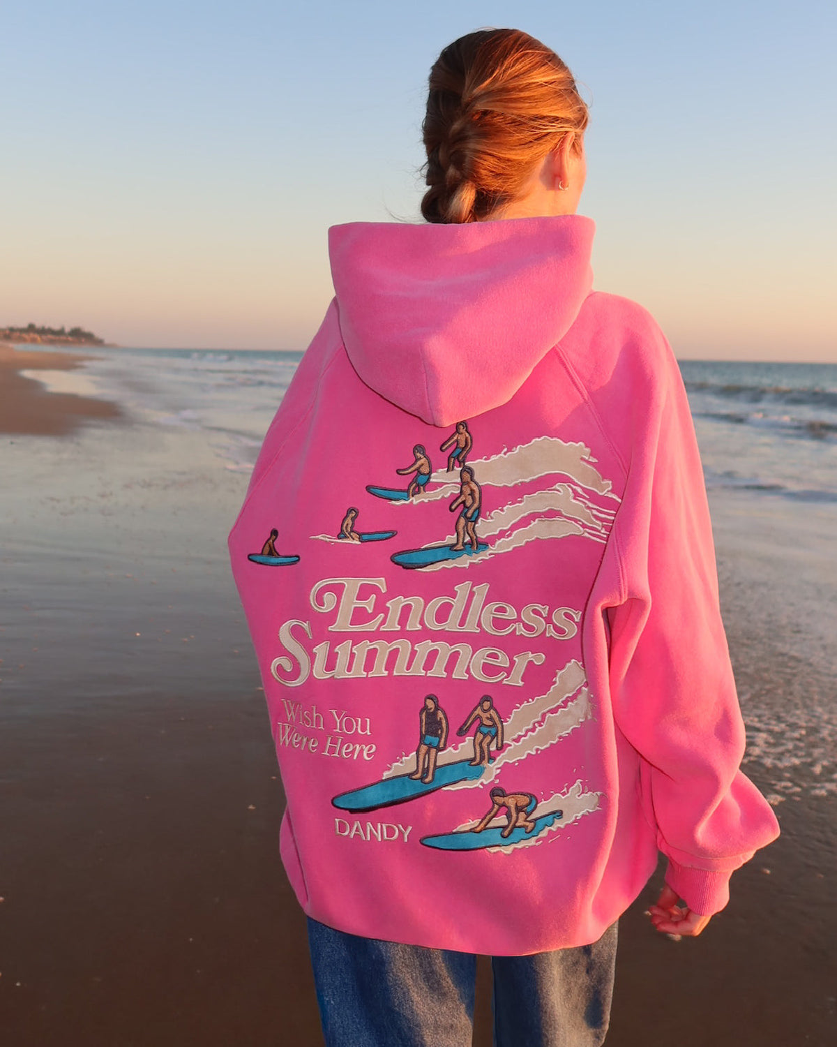 "Endless Summer" Luksusowa bluza z kapturem o kroju oversize w kolorze spranego vintage różu