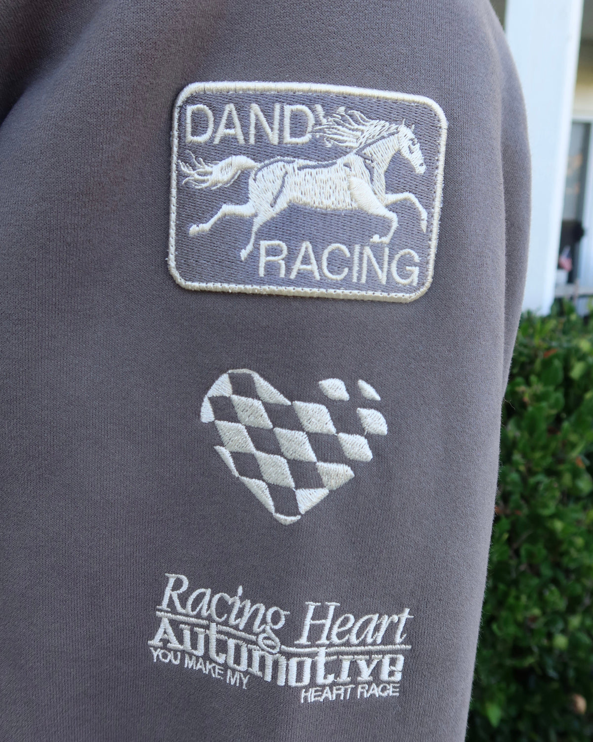 "Racing Heart" Oversized Lux Hoodie in Dark Gray