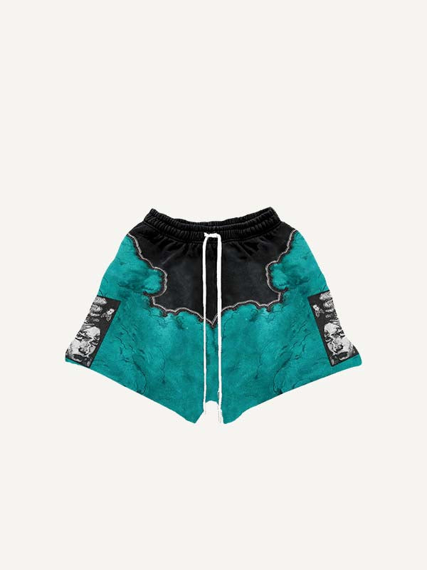 Colorblock Figure&Zombies&Graphic Faux Decal Print Drawstring Waist Shorts