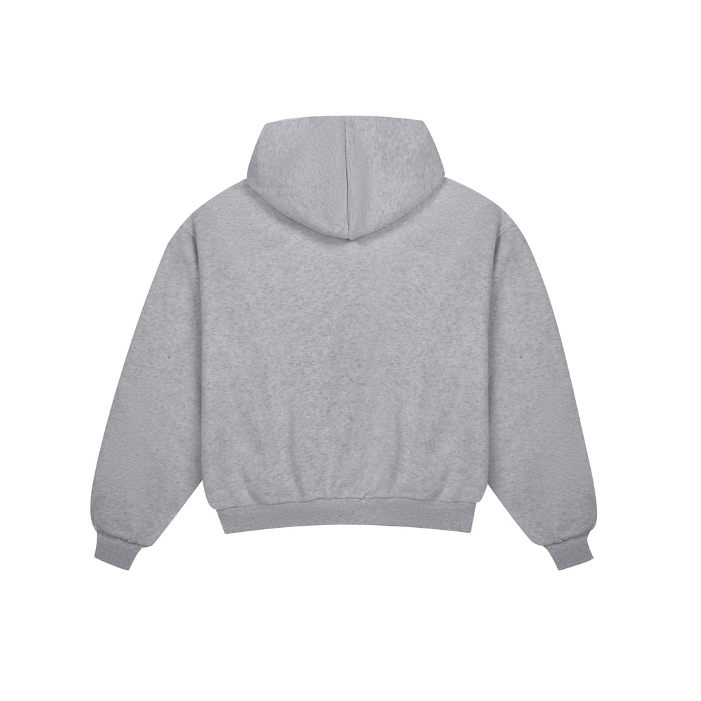 Felpa con cappuccio e zip reversibile a quadri V2（Grigio chiaro/Blu）