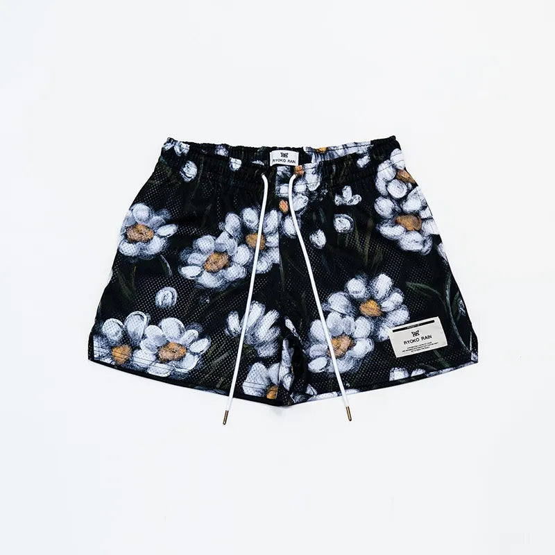 Shorts de mode urbaine à imprimé floral Hip Hop