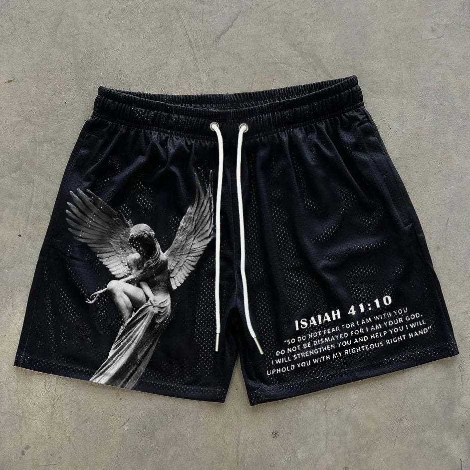 Angel Isaiah 41 10 Print Graphic Men's Mesh Shorts