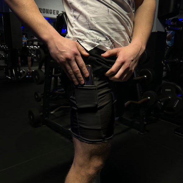 Dubbelgelaagde herensportshorts met grafische print Philippians 4 13