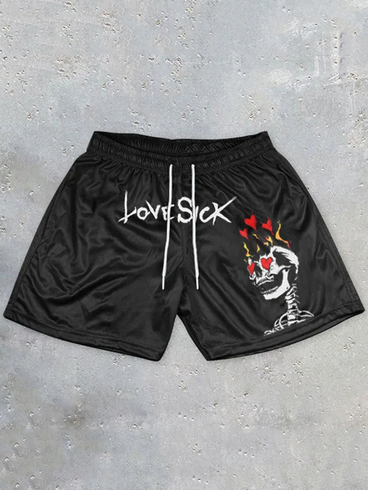 Shorts en maille à imprimé tête de mort Love Sick
