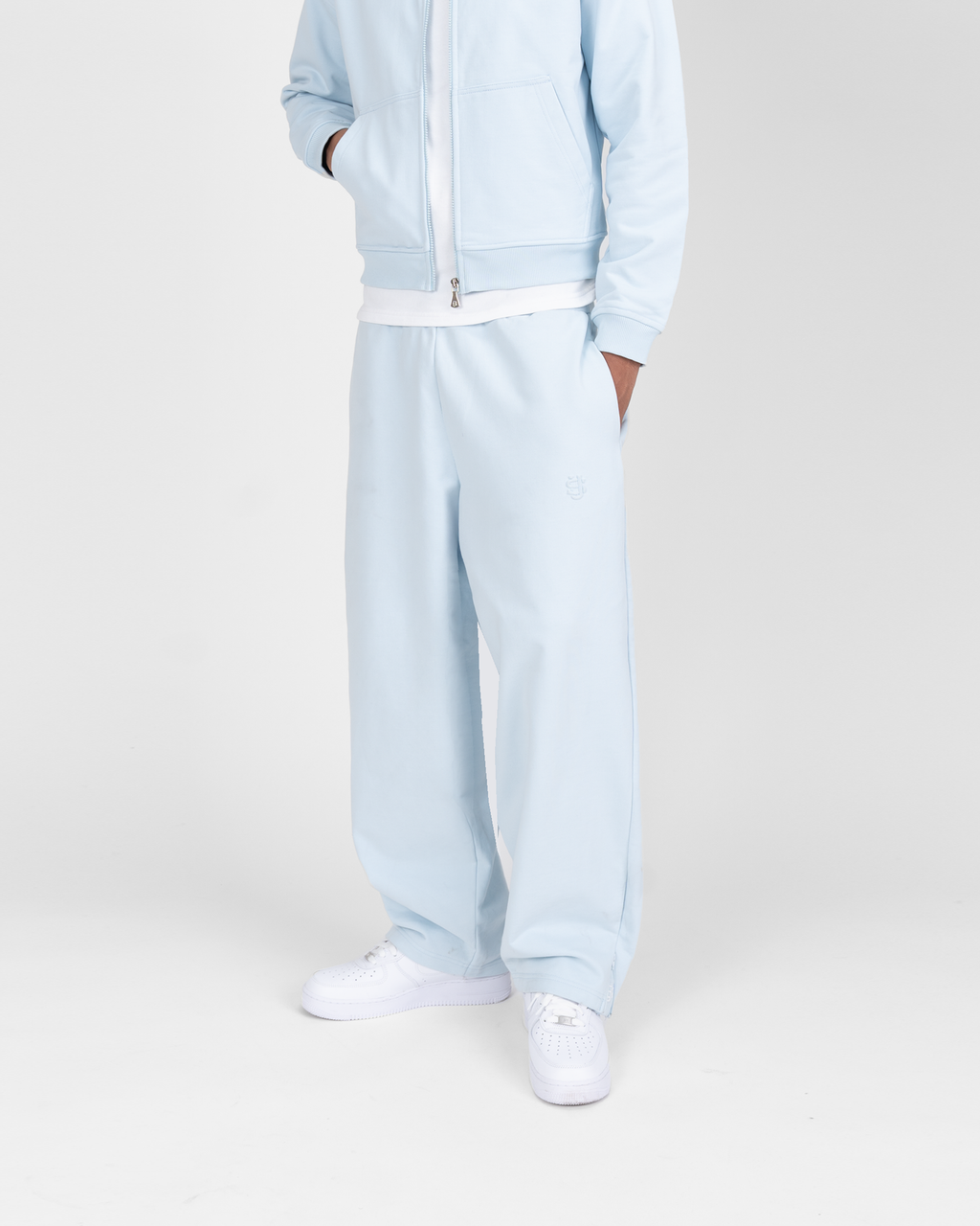 PANTALÓN JOGGER CON CREMALLERA SU - AZUL HIELO