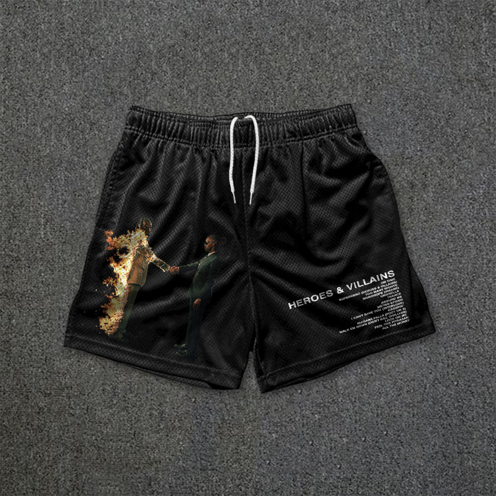Shorts en maille graphique Metro Boomin Heroes And Villains