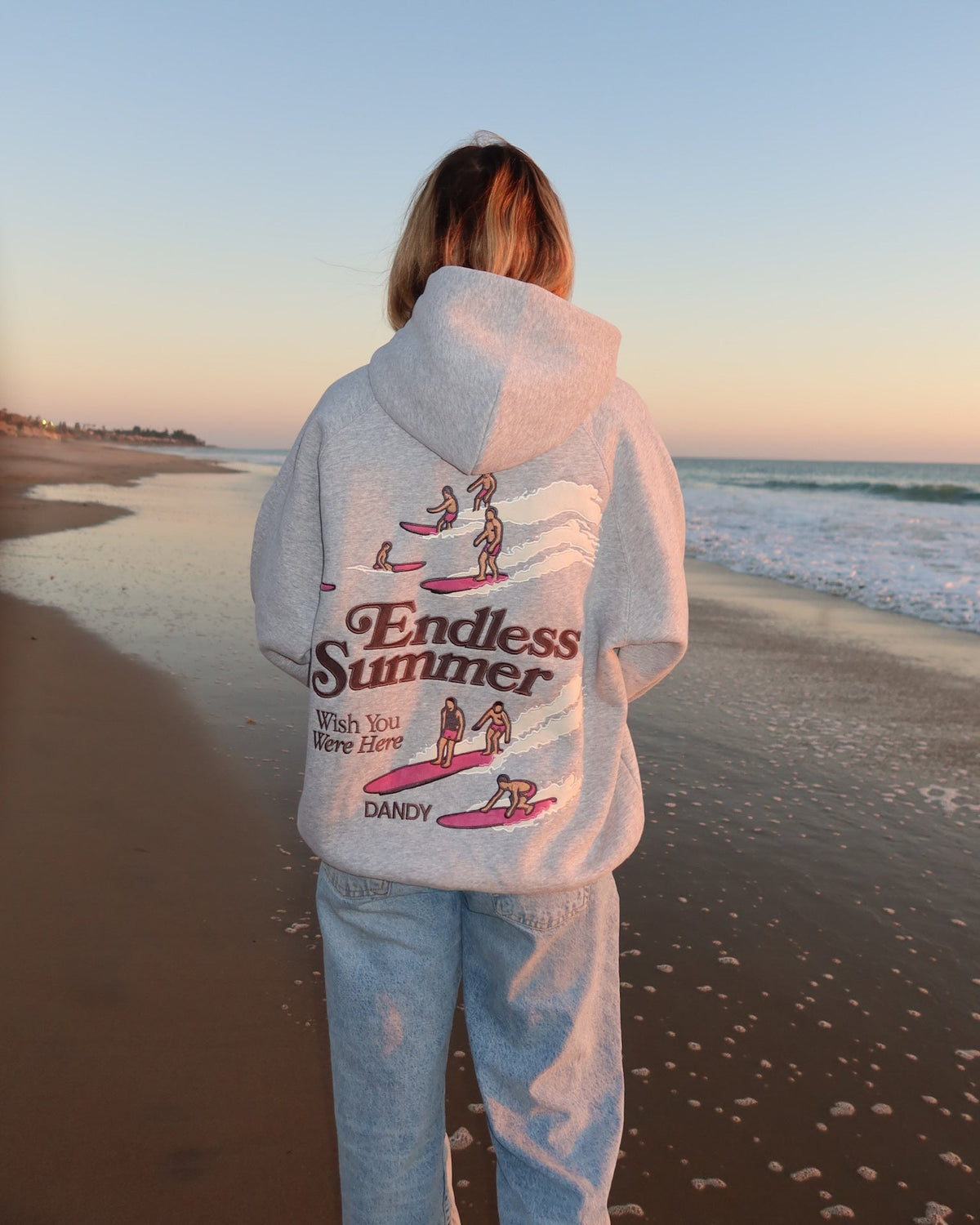 "Endless Summer" Luksusowa bluza z kapturem o kroju oversize w kolorze ciemnego melanżu