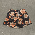 Mesh-Shorts mit Blumen- und Pflanzen-Print im Tintenverlauf-Design