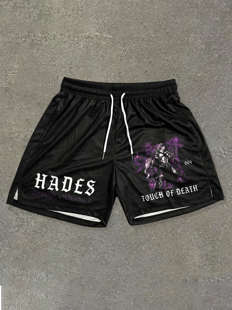 Hades Print Lässige Street-Mesh-Shorts