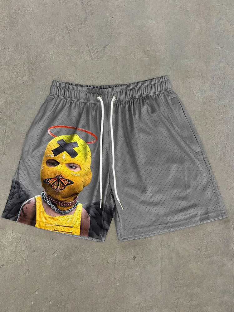 Shorts de ville en mesh à motif décontracté