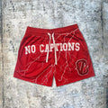 Rote Lightning-Print-Mesh-Shorts
