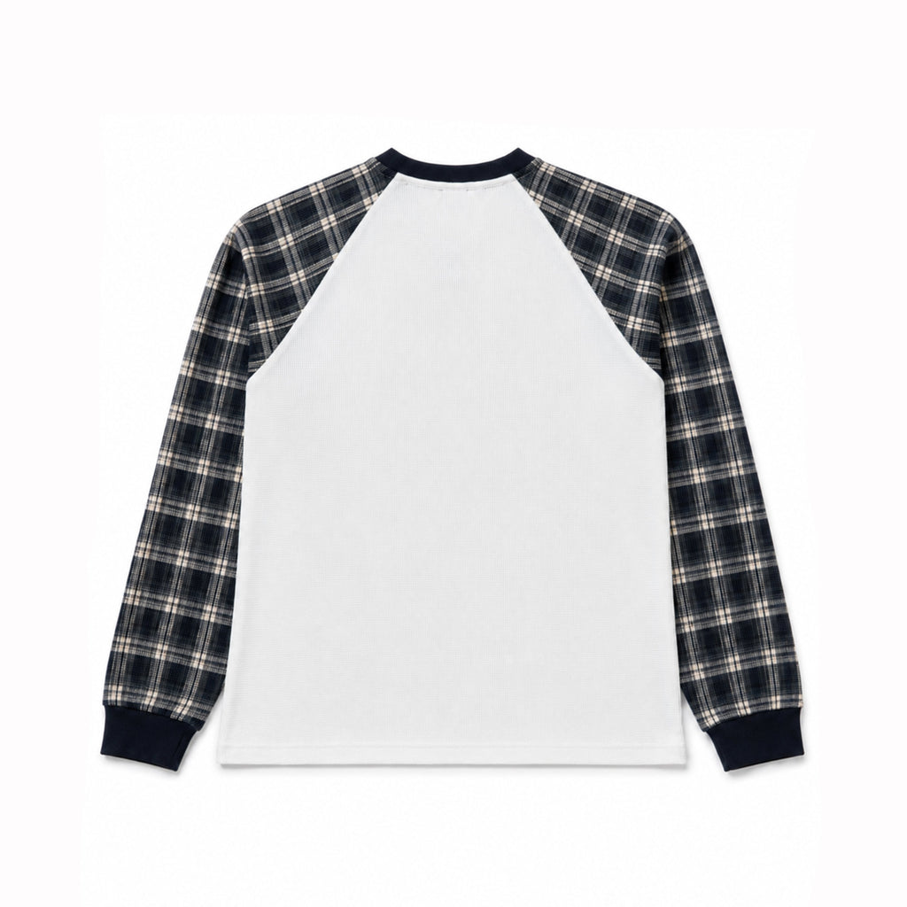 BLUZA WAFFLE Z DŁUGIM RĘKAWEM - granatowy