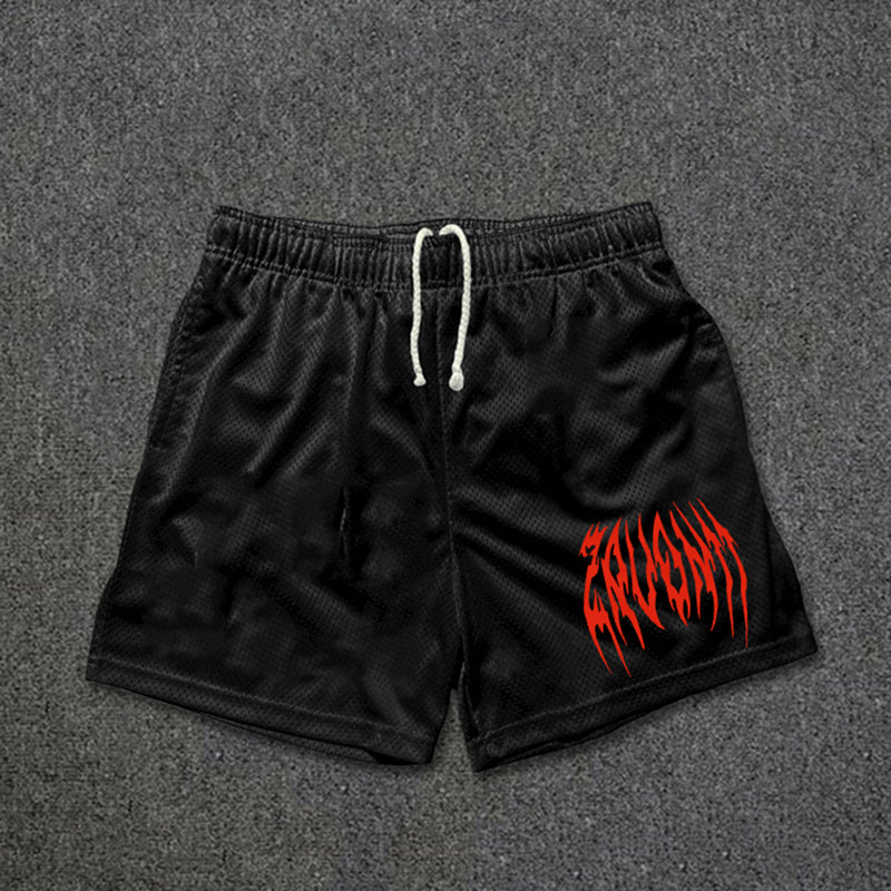 Vintage Jagged Graphic Casual Street Mesh Shorts