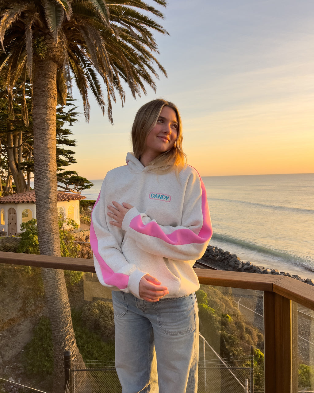 Oversized luxe hoodie Pink Stripe