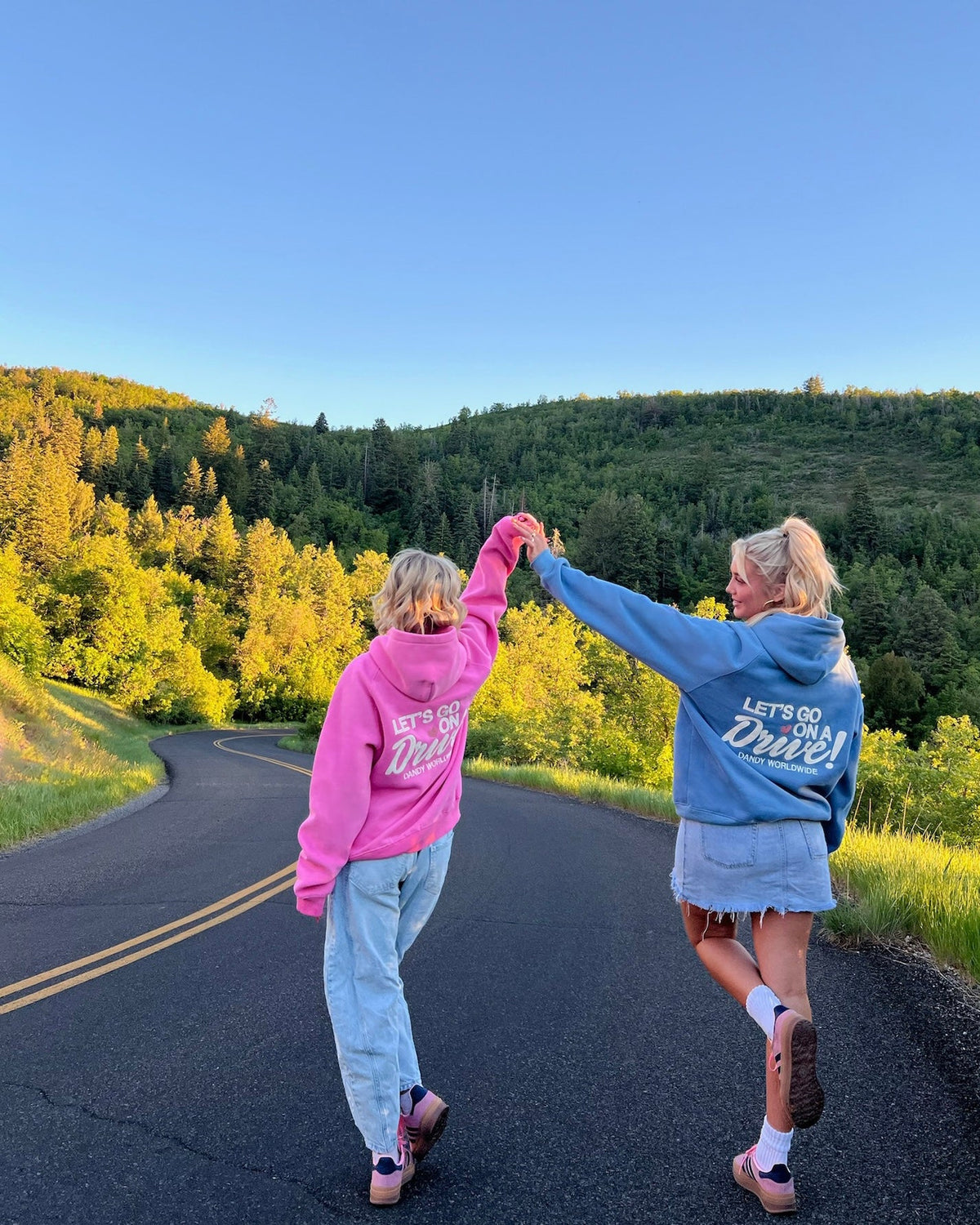 Oversize’owa luksusowa bluza z kapturem „Let's Go on a Drive” w kolorze różowym