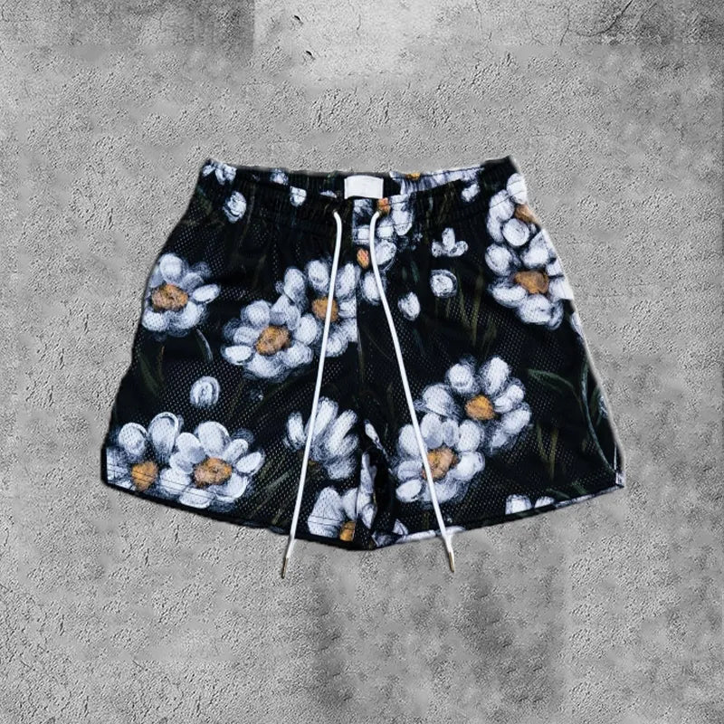 Shorts de mode urbaine à imprimé floral Hip Hop