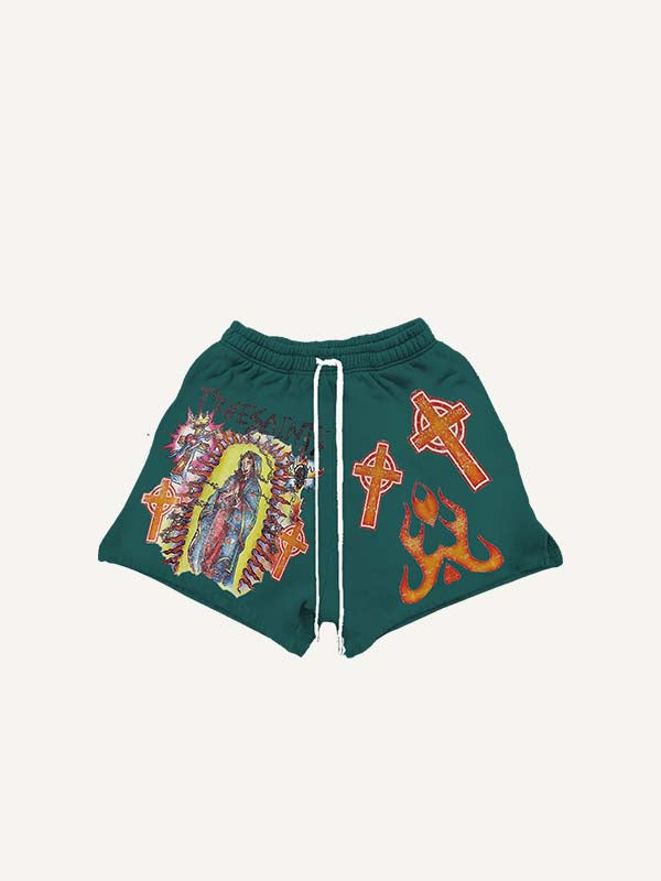 Shorts mit Kordelzug und Mary&Cross&Fire-Druck