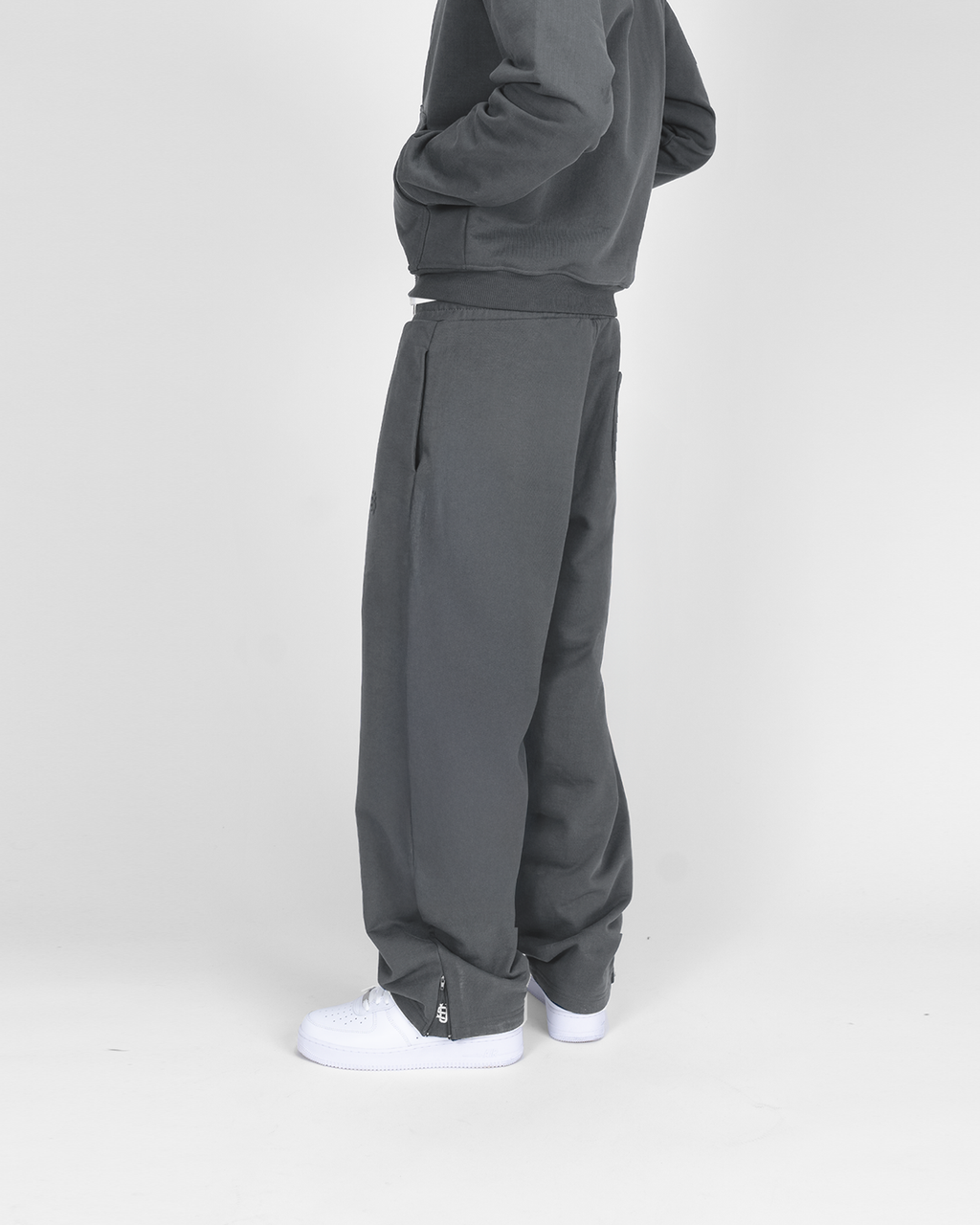 PANTALONI JOGGER CON CERNIERA - ANTRACITE