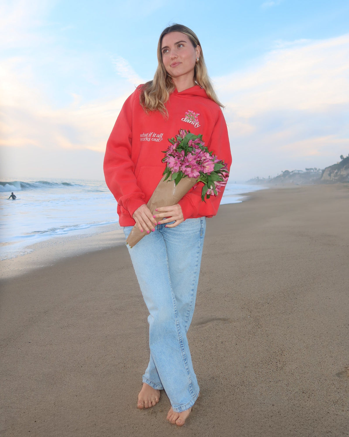 Felpa con cappuccio oversize di lusso "E se" in rosso