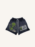 Shorts mit Alien- & Buchstaben-Print und Kordelzug in der Taille