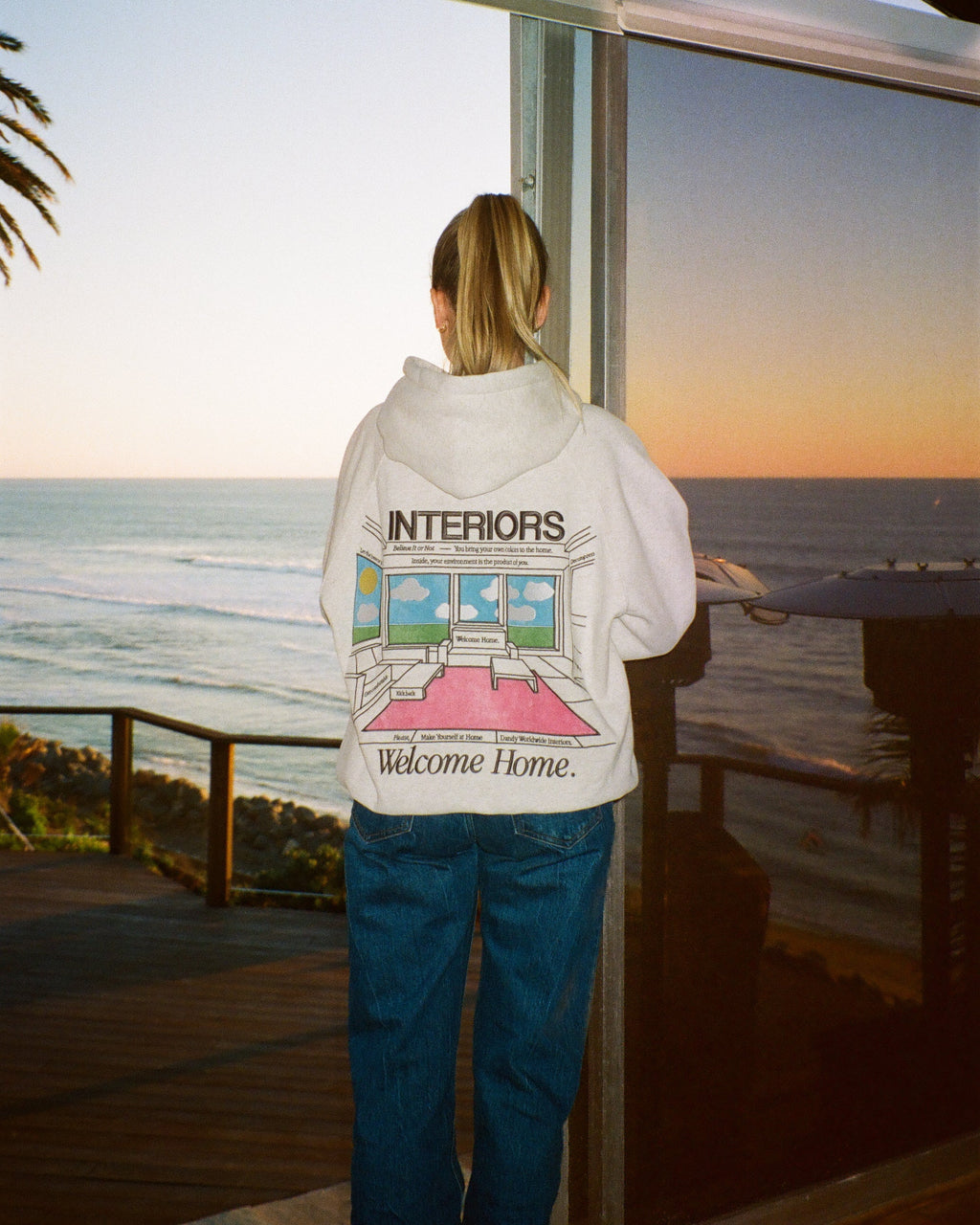 Sweat à capuche oversize « Interiors » en gris chiné