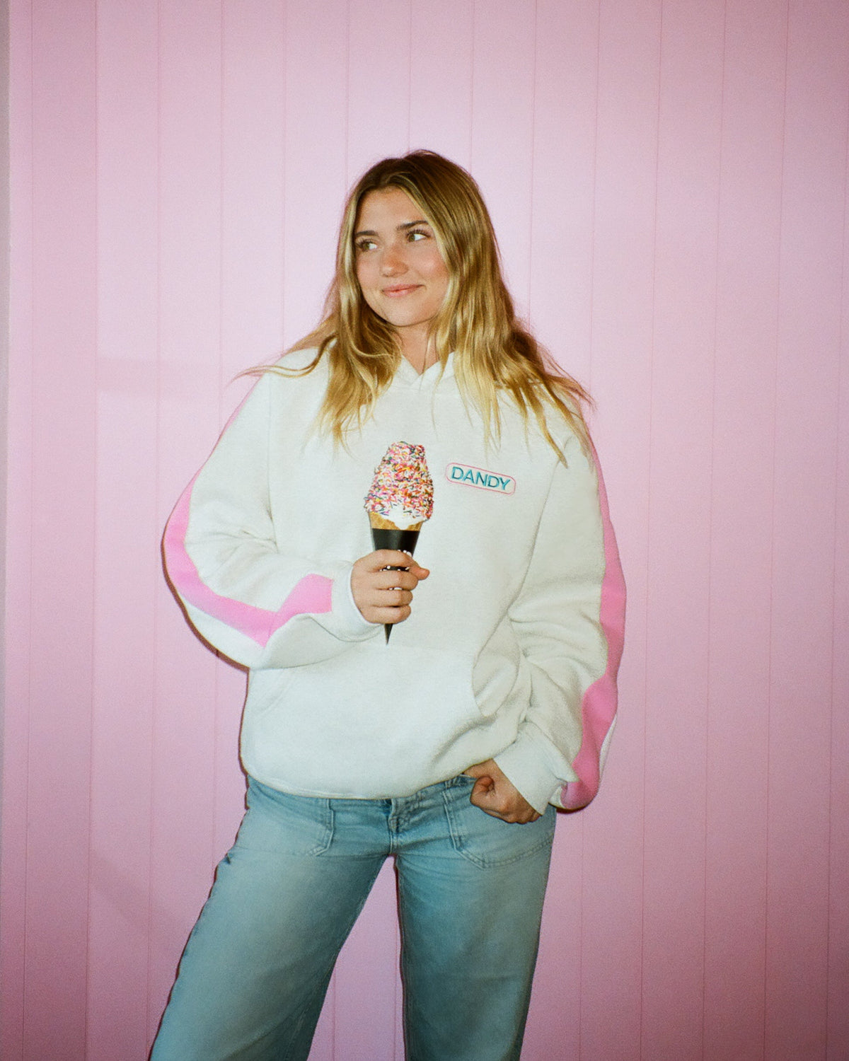 Oversized luxe hoodie Pink Stripe