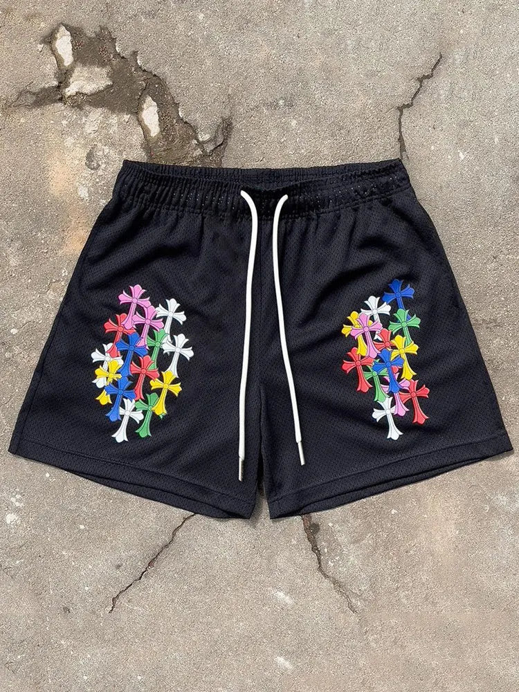 Modische Mesh-Shorts mit Allover-Print