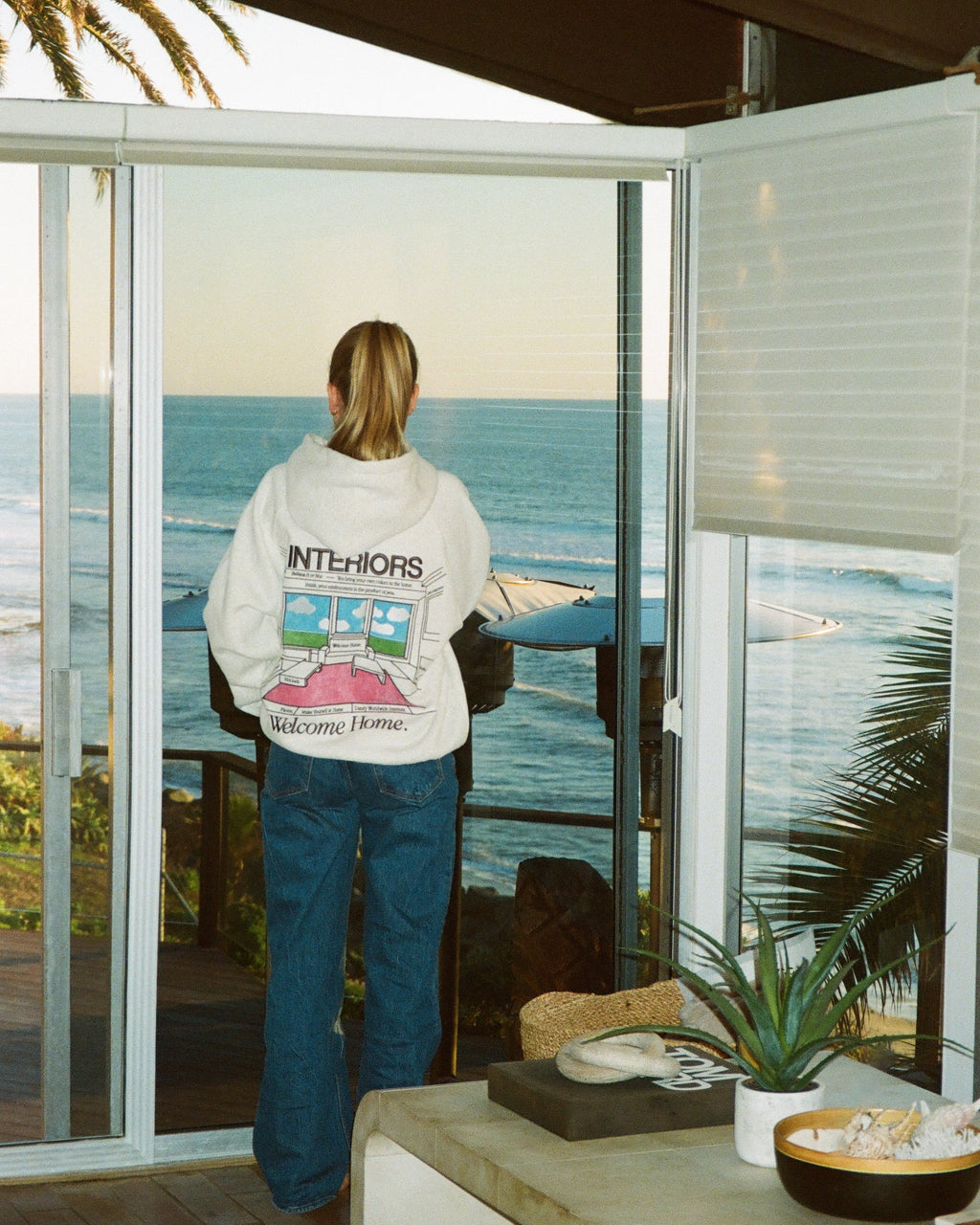 Sweat à capuche oversize « Interiors » en gris chiné