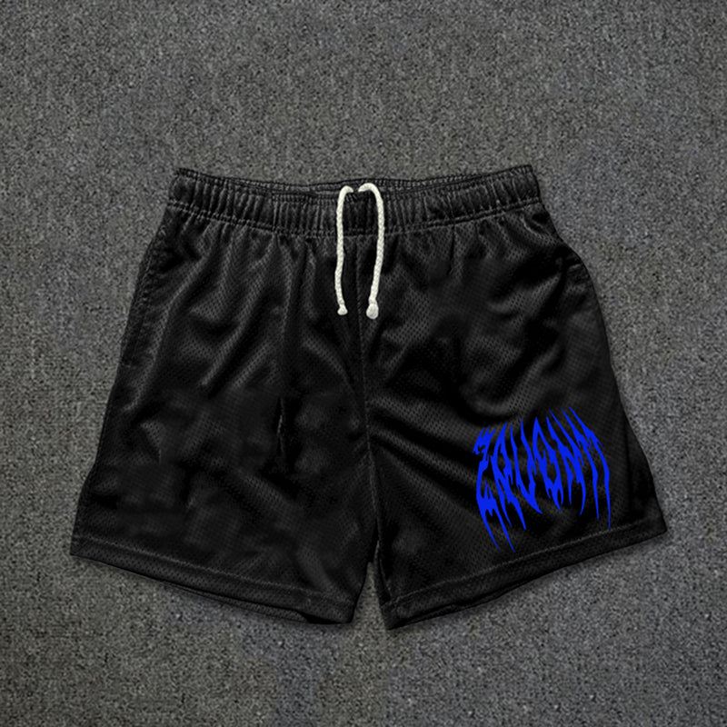 Vintage Jagged Graphic Casual Street Mesh Shorts