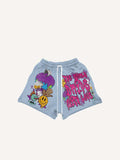 Shorts mit Smiley-Gesicht, Grafik- und Buchstabenprint sowie Kordelzug an der Taille
