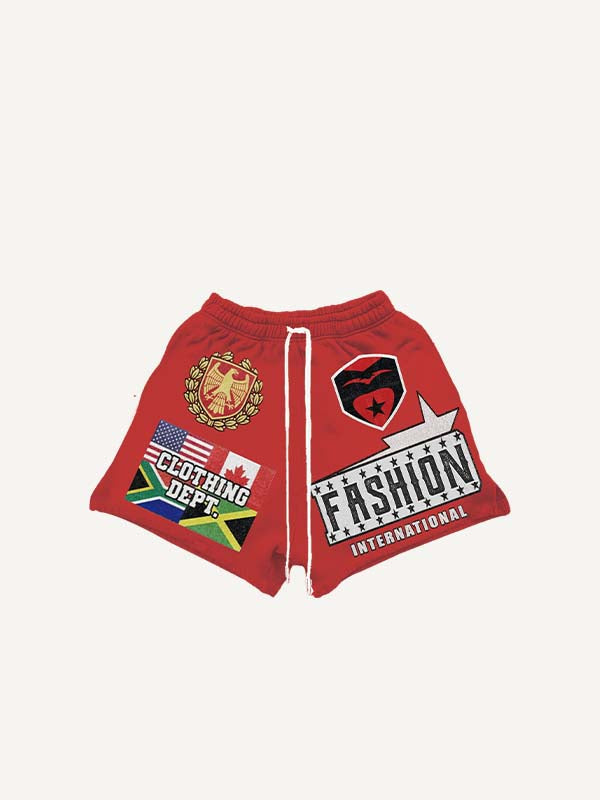 Shorts mit Grafik- und Letter-Print und Kordelzug in der Taille
