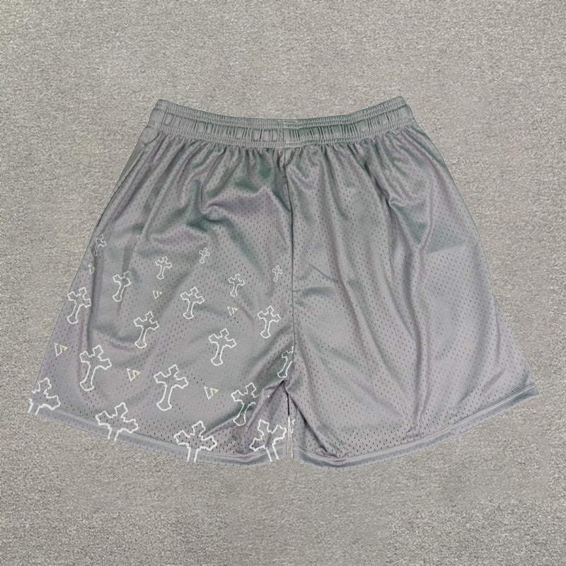 Meshshort met 'I Can Do All Things'-print en trekkoord