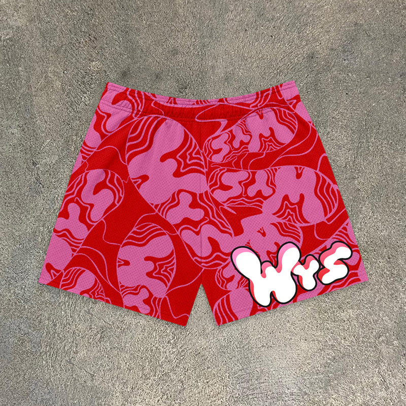 Fun Footprint Camouflage Print Mesh Shorts