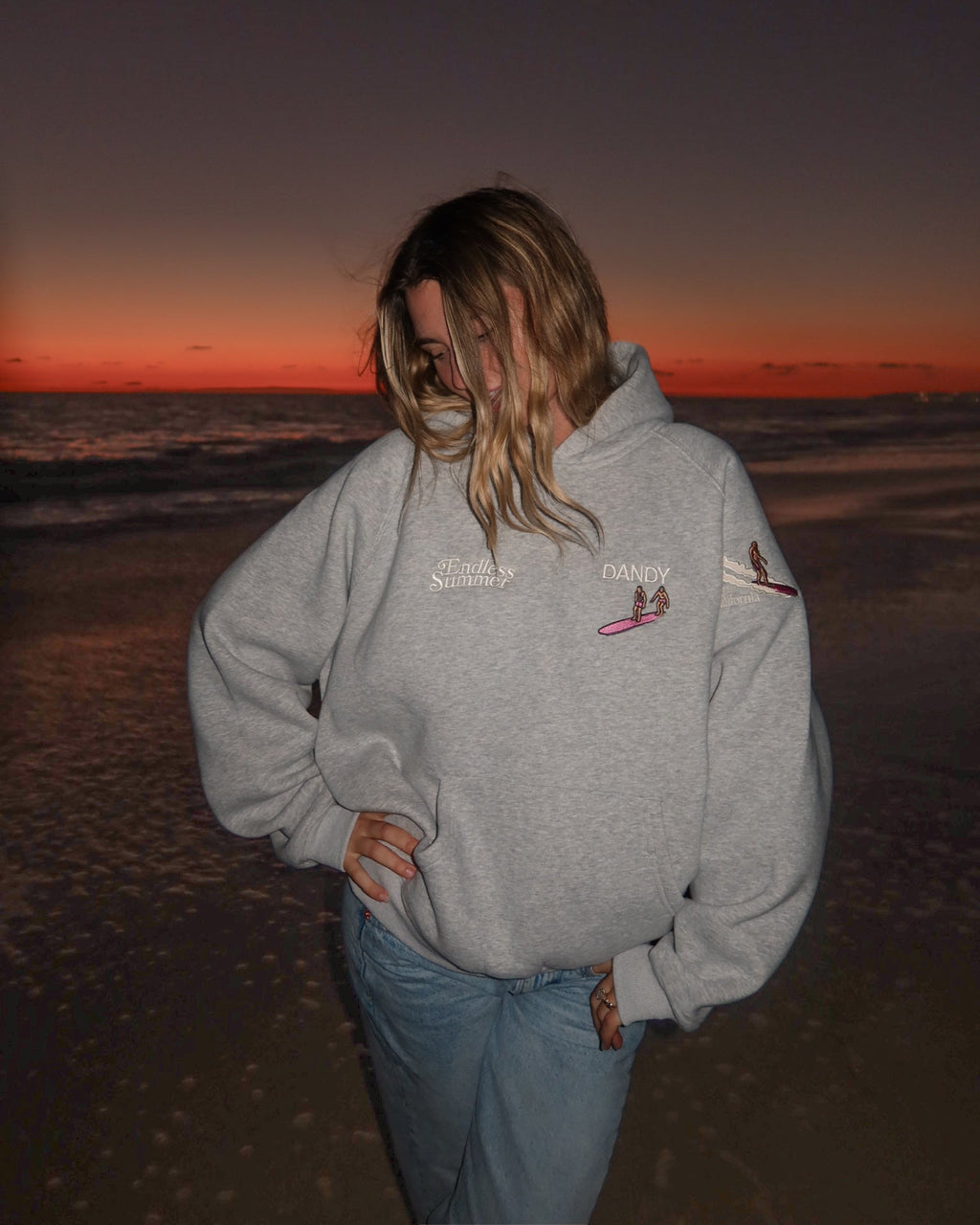 "Endless Summer" Luksusowa bluza z kapturem o kroju oversize w kolorze ciemnego melanżu