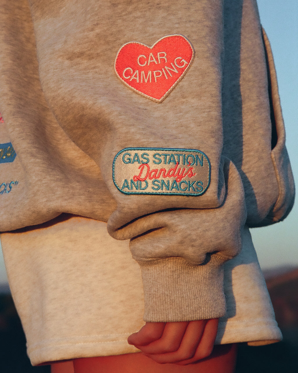 Sweat à capuche oversize « Road Trip ! » en gris chiné foncé