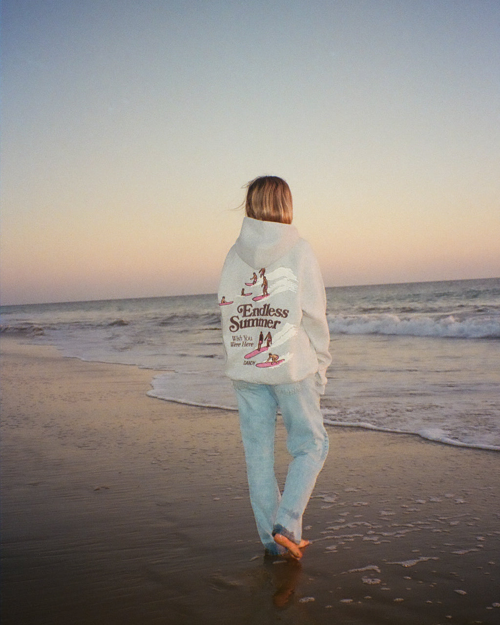 "Endless Summer" Luksusowa bluza z kapturem o kroju oversize w kolorze ciemnego melanżu
