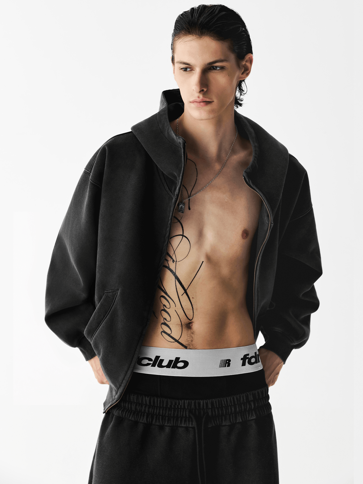 Zware hoodie met acid-wash-effect