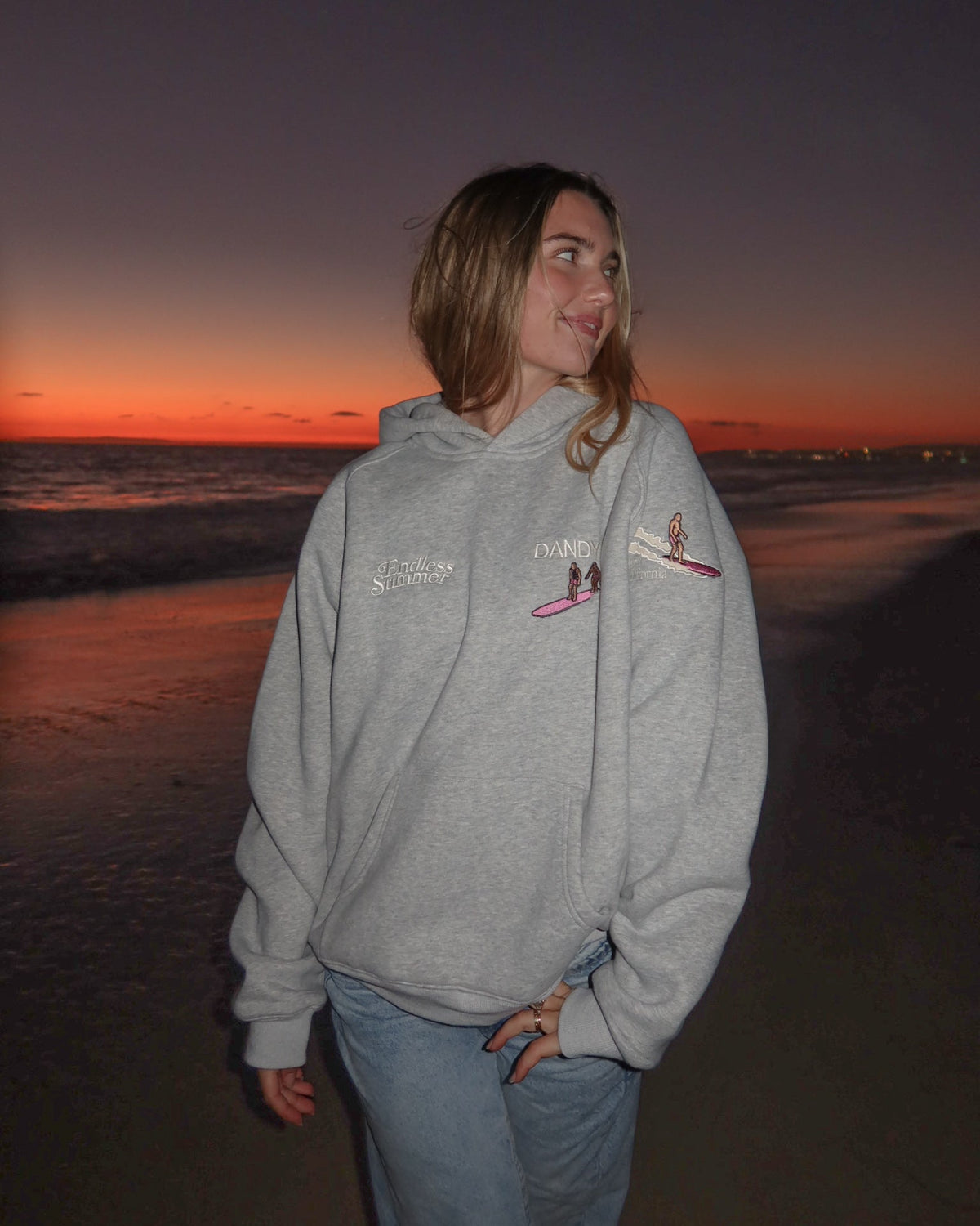"Endless Summer" Luksusowa bluza z kapturem o kroju oversize w kolorze ciemnego melanżu