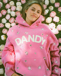 Sweat à capuche oversize Lux « Roses » rose