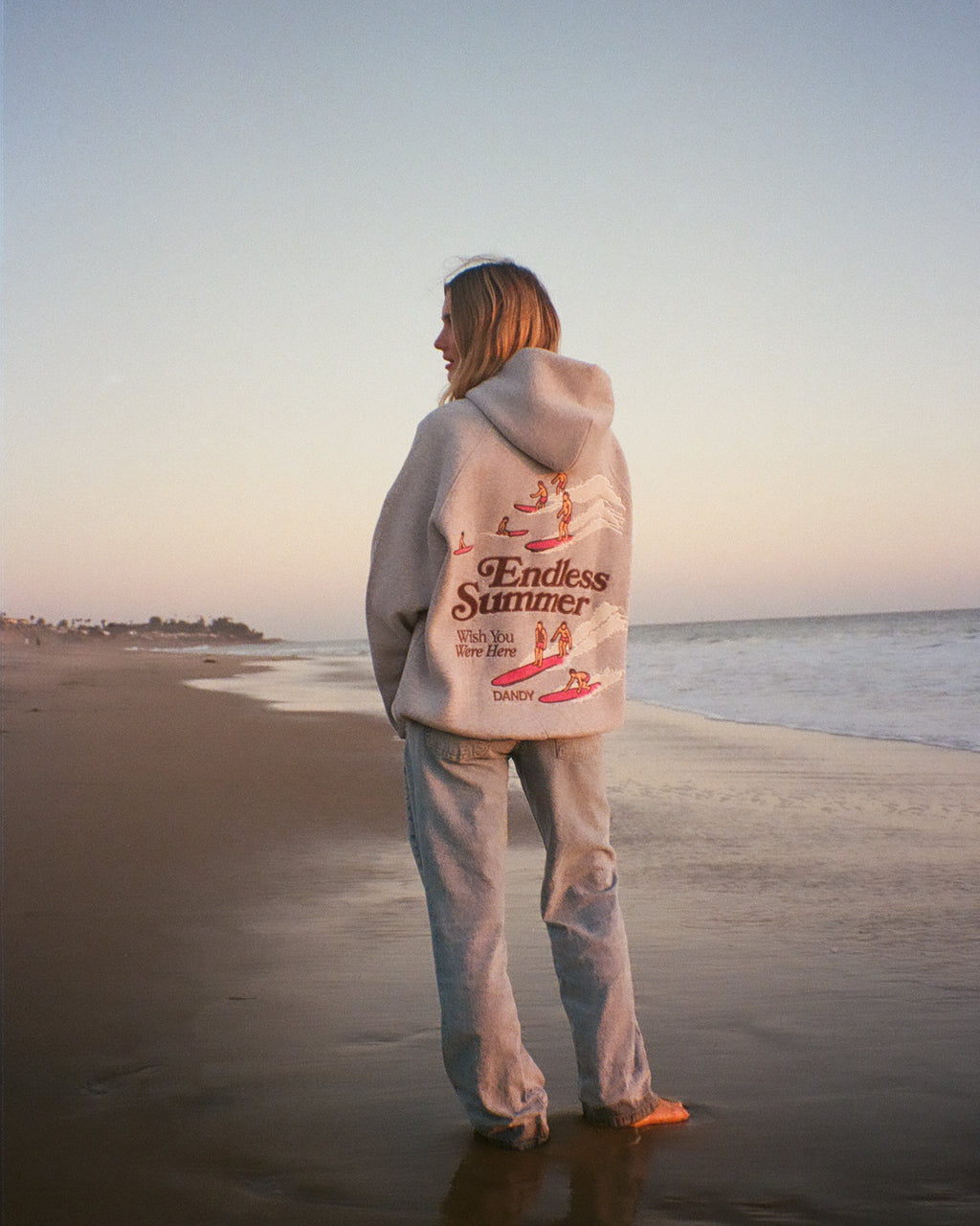 "Endless Summer" Luksusowa bluza z kapturem o kroju oversize w kolorze ciemnego melanżu