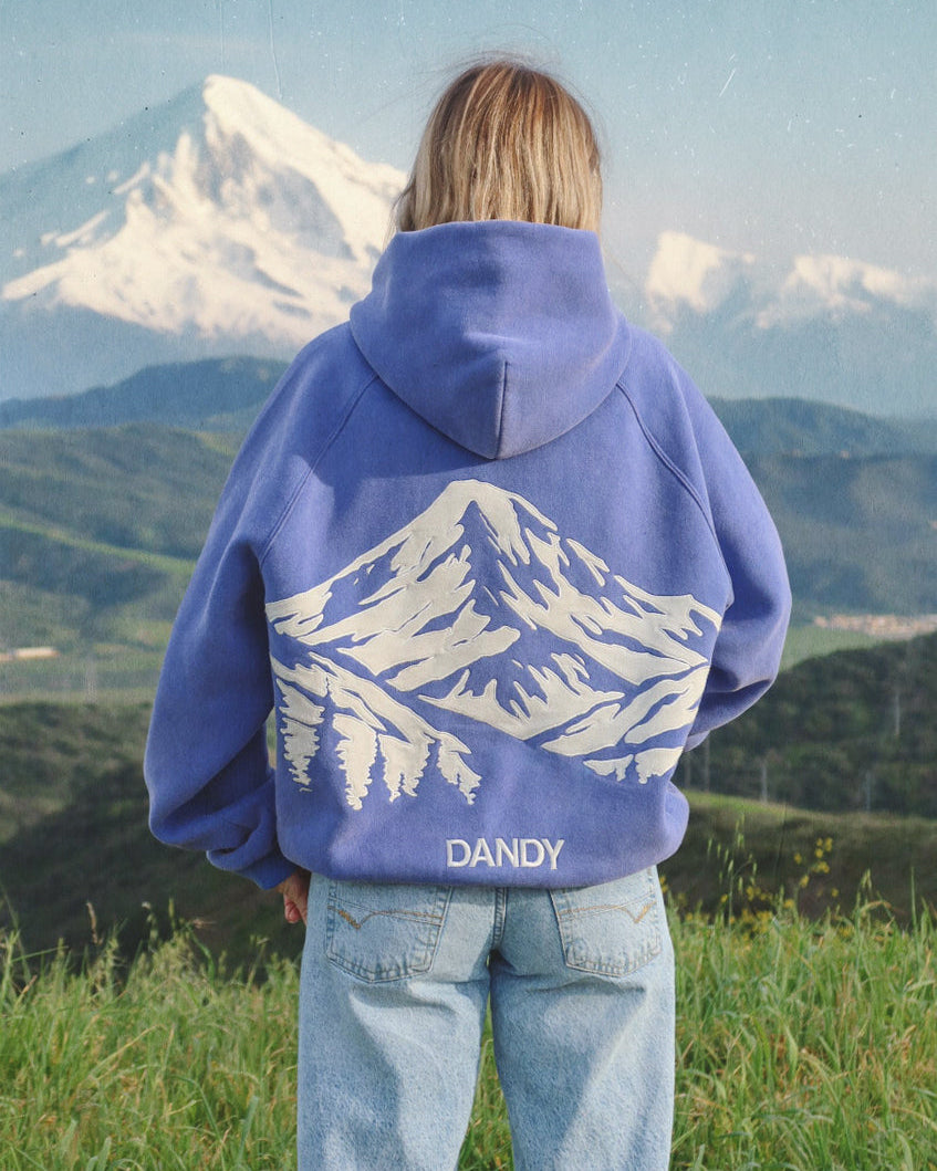 "Mountain" felpa con cappuccio Lux oversize in blu vintage slavato